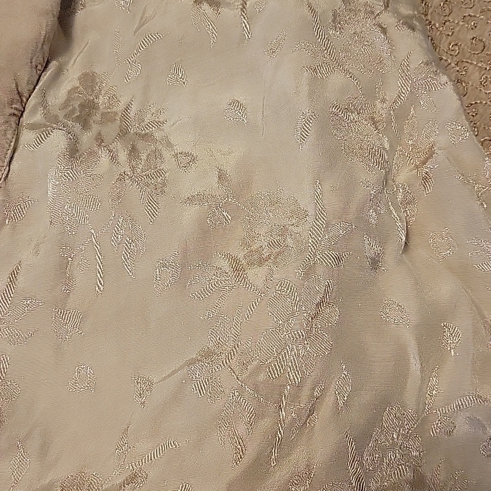 VTG MAGIC 1980s Tan Floral Embroidered Tie Back Sleeveless Circle Dress - Picture 14 of 16